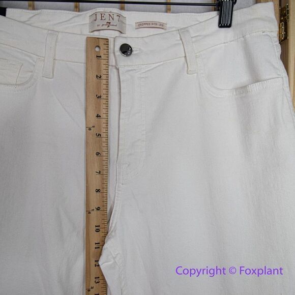 Jen7 by 7 For All Mankind Cropped Wide Leg Jeans in off white, women size 14 - Picture 8 of 16